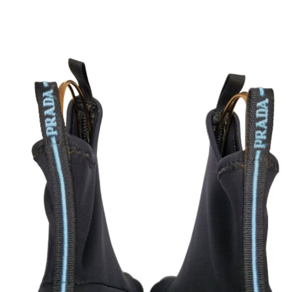 Prada Neoprene Pointed Open Toe Sock 90 Boots - image 4